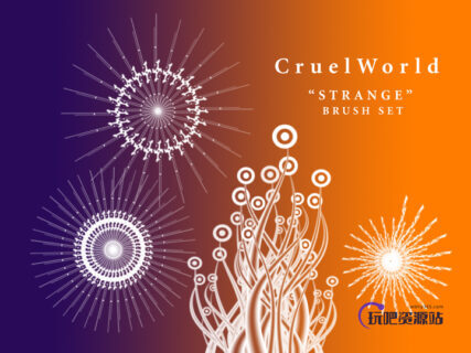 疯狂线条艺术图案PS笔刷下载-玩吧资源站