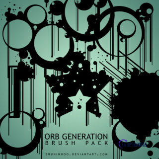 超酷非主流时尚圆圈、五角星涂鸦元素PS笔刷素材-玩吧资源站