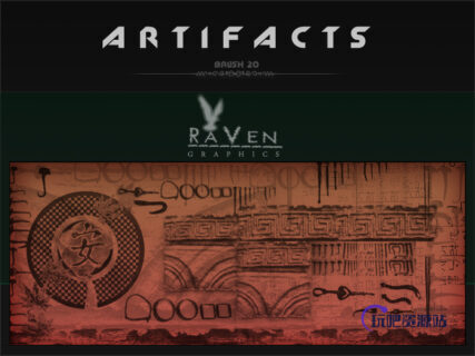 史前文明雕刻、古器等文物Photoshop笔刷素材-玩吧资源站