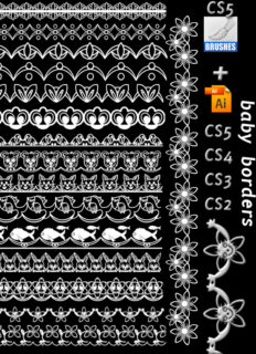 手绘线条童趣装扮花纹、印花边条PS笔刷素材-玩吧资源站