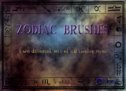 十二星座符号图案Photoshop笔刷素材-玩吧资源站