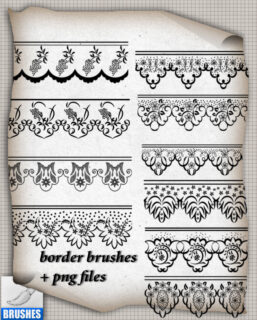 精美手绘艺术花纹边框图案PS笔刷素材-玩吧资源站