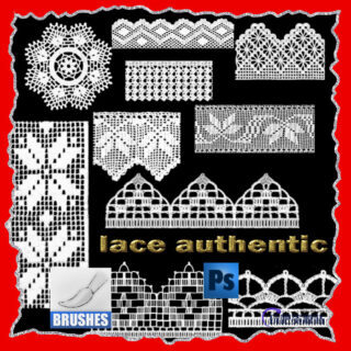 仿真十字绣、刺绣式蕾丝印花图案PS笔刷下载-玩吧资源站