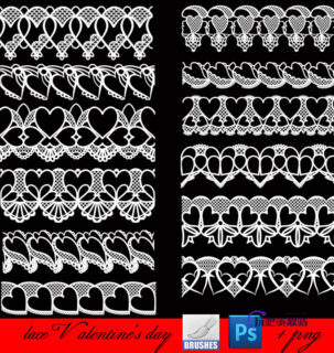 爱心、爱心图案蕾丝刺绣花边素材PS笔刷下载-玩吧资源站