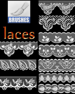 漂亮的蕾丝花边图案Photoshop笔刷素材下载-玩吧资源站