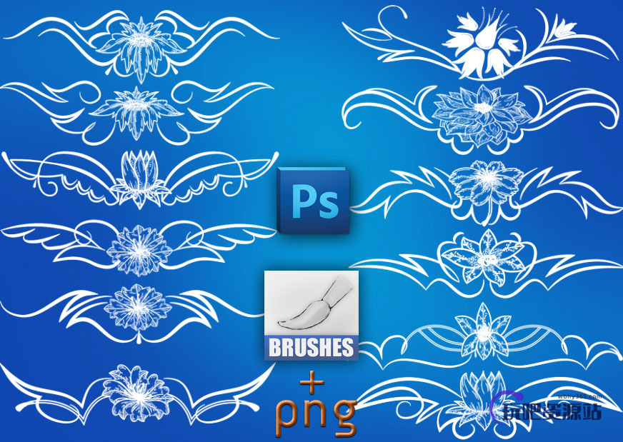 尊贵的植物印花图案Photoshop典雅欧式花纹笔刷