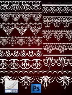 优雅的线条艺术花纹边框图像Photoshop笔刷下载-玩吧资源站