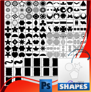 photoshop几何图像花纹图案自定义形状素材 .csh 下载-玩吧资源站