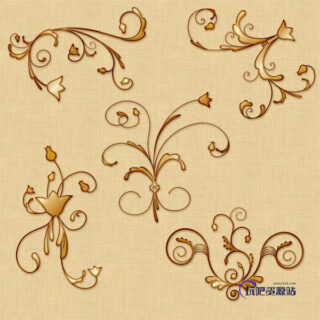 欧式植物印花图案photoshop自定义形状素材 .csh 下载-玩吧资源站