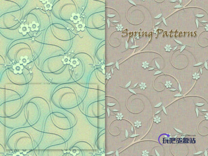 漂亮小清新的植物鲜花背景Photoshop图案底纹素材.pat-玩吧资源站