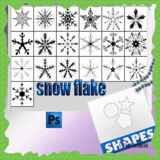漂亮的手绘冰晶、雪花花纹photoshop自定义形状素材 .csh 下载-玩吧资源站