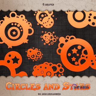 同心圆和星星组合非主流图案photoshop自定义形状素材 .csh 下载-玩吧资源站