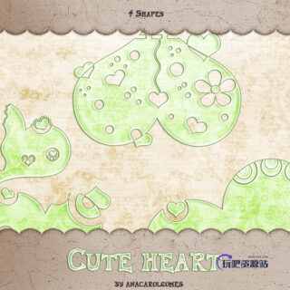 漂亮的非主流爱心印花图案装饰photoshop自定义形状素材 .csh 下载-玩吧资源站