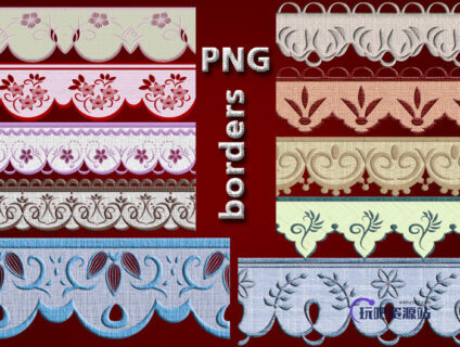 中东风格的植物花边图案PS笔刷素材（PNG图片格式）-玩吧资源站