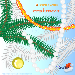 圣诞树人工智能画笔 Illustrator线条笔刷、Ai画笔-玩吧资源站
