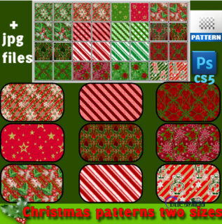 圣诞节传统喜庆背景填充纹理图案Photoshop填充图案文件底纹素材 .pat 下载-玩吧资源站