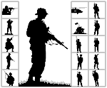 战争中的士兵图像剪影PS笔刷下载(csh格式，自定义形状)
