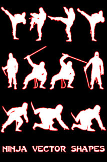 日本忍者士兵、日本武士人像剪影PS笔刷下载(csh格式,自定义形状)-玩吧资源站