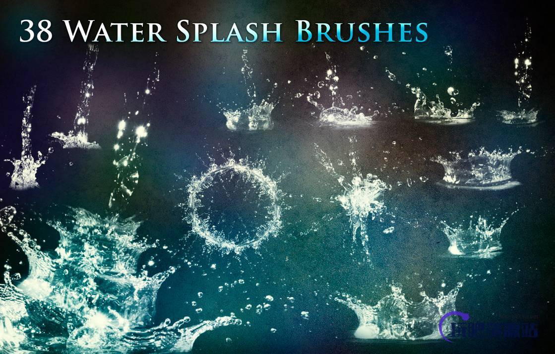38种水花、水滴落效果Photoshop笔刷下载