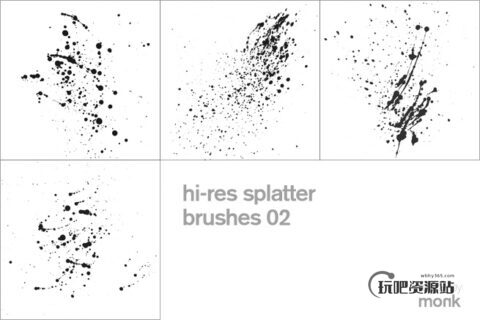 高清液体滴溅、溅射纹理效果Photoshop笔刷素材下载-玩吧资源站