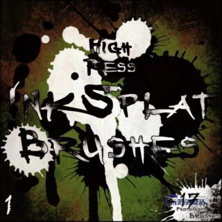 17种高级油墨滴溅纹理、墨水溅射效果PS笔刷素材-玩吧资源站