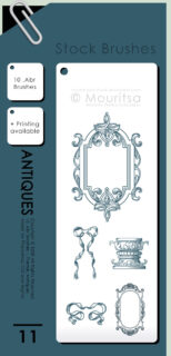 10种复古式手绘边框、丝带、园艺边框、镜框、精美底座等PS笔刷素材-玩吧资源站