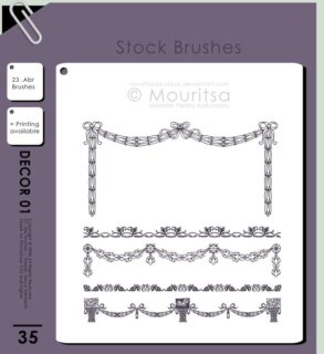 漂亮的花带装饰、植物花纹边框图案Photoshop笔刷素材-玩吧资源站