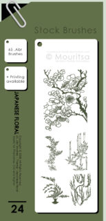 手绘日本花卉图案素材PS笔刷下载-玩吧资源站