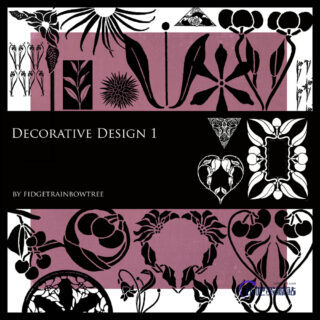 复古式艺术花纹装饰性图案Photoshop笔刷素材-玩吧资源站