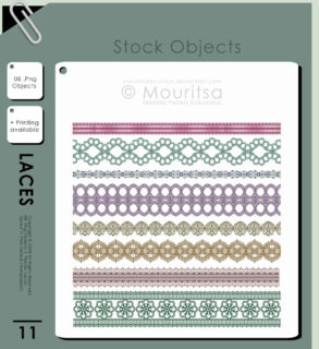 蕾丝刺绣式纹理分割线PS花纹风格边界笔刷（PNG透明图片格式）-玩吧资源站