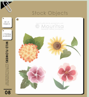 漂亮精美的矢量植物花朵PS笔刷素材（AI文件格式）-玩吧资源站