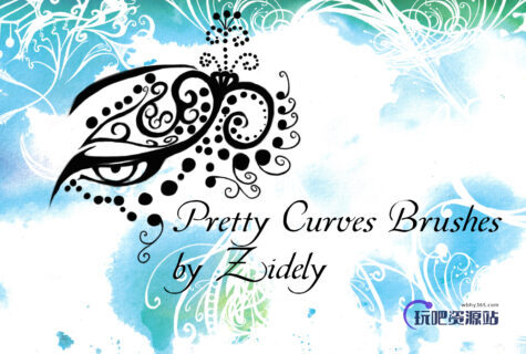 精美的手绘刺绣式植物印花PS笔刷素材下载-玩吧资源站