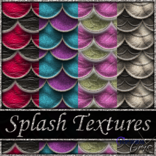 4种鳞光闪闪鳞片状纹理背景PS笔刷下载（PNG图片格式）-玩吧资源站