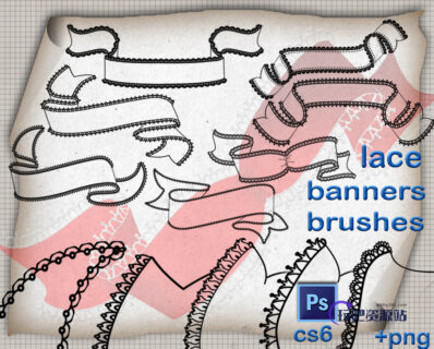 蕾丝丝带边图案Photoshop笔刷下载-玩吧资源站