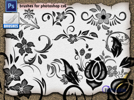 漂亮的植物花纹、鲜花花纹图案Photoshop印花笔刷素材-玩吧资源站