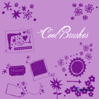 可爱卡通花朵、童趣图像装扮PS笔刷下载-玩吧资源站