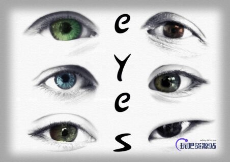 欧美人眼睛素材图案PS笔刷免费下载-玩吧资源站
