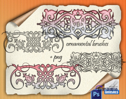 欧式贵族植物印花、经典富丽堂皇的花纹装饰PS笔刷下载-玩吧资源站