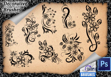 漂亮的鲜花花纹装饰图案Photoshop植物印花笔刷-玩吧资源站