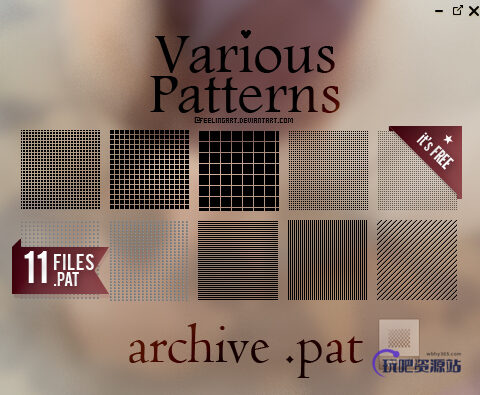 11种马赛克方块背景纹理PS填充素材文件下载-玩吧资源站