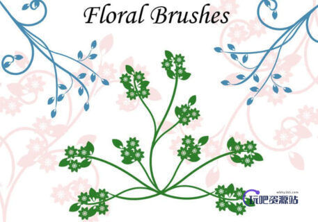 艺术植物花纹图案Photoshop印花笔刷下载-玩吧资源站