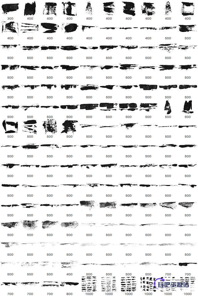 80种油漆刷子、画笔痕迹Photoshop笔刷下载