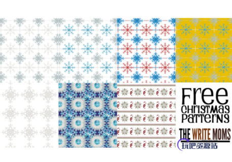 圣诞节雪花纹理背景Photoshop底纹填充素材下载-玩吧资源站