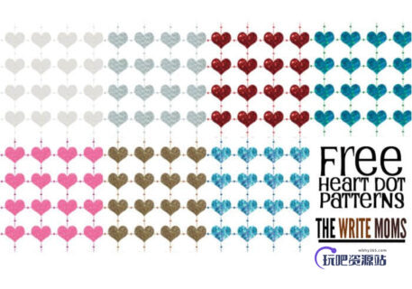 闪亮爱心Photoshop底纹填充素材下载-玩吧资源站