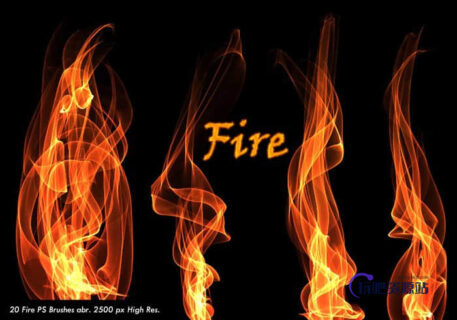 20种高分辨率火苗、火焰燃烧Photoshop笔刷素材下载-玩吧资源站