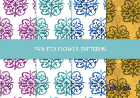 4组漂亮的手绘复古花纹图形Photoshop填充底纹素材-玩吧资源站