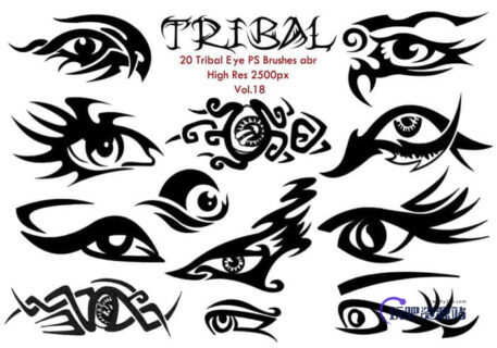 20种漂亮的眼睛纹饰、眼睛刺青纹身图案PS高清笔刷-玩吧资源站