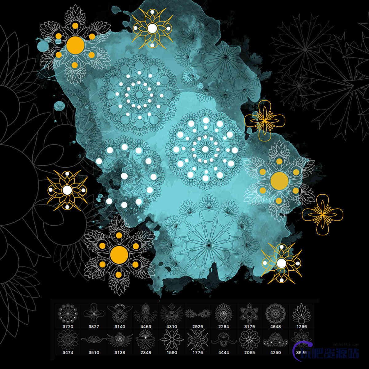 手绘精美花纹图案Photoshop笔刷印花素材