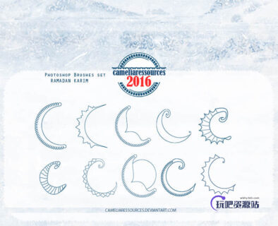 手绘月牙涂鸦PS笔刷下载-玩吧资源站