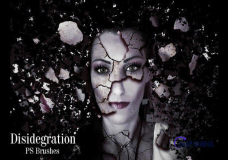 20种碎片、破碎、龟裂、开裂效果PS笔刷下载-玩吧资源站